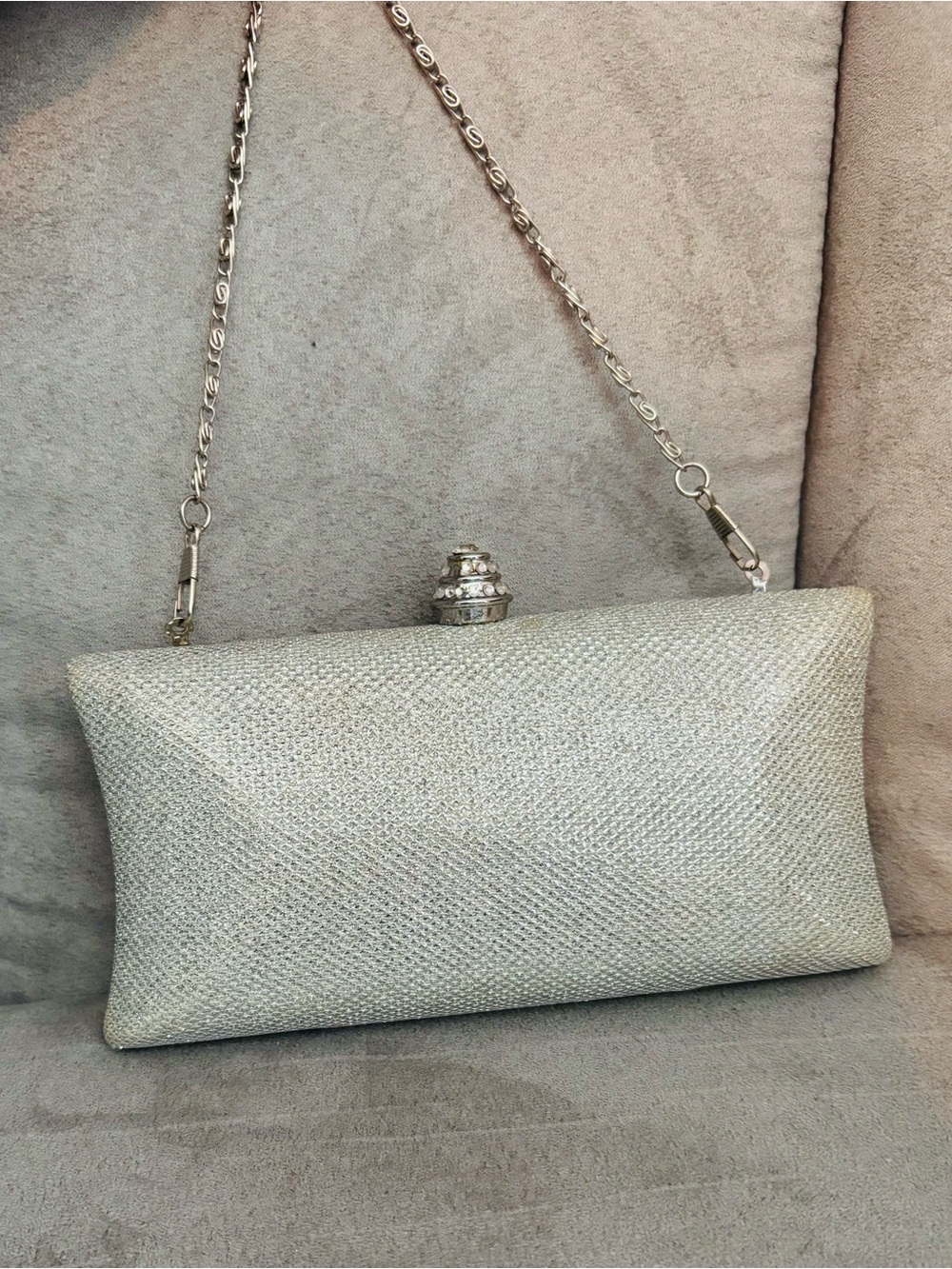 Elegant Silver Sparkly Clutch - Picture 2 of 5